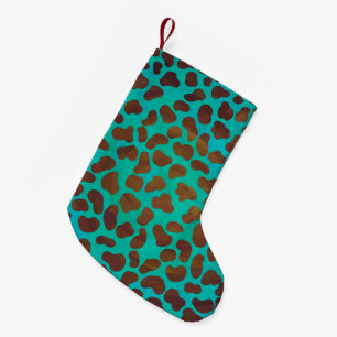 Petite Chaussette De Noël Impression Brown et Turquoise dalmate