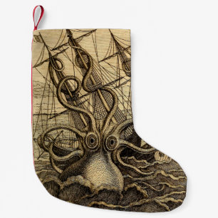 Petite Chaussette De Noël Impression Kraken Vintage