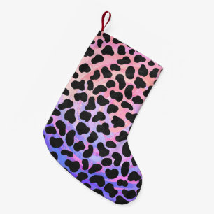 Petite Chaussette De Noël Impression noire et rose dalmate