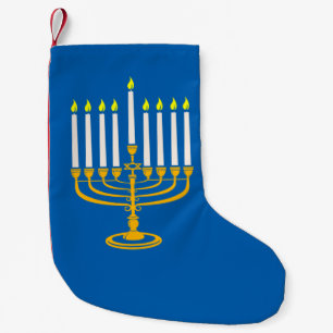 Petite Chaussette De Noël imprimé jaune menorah hanoukka