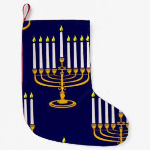 Petite Chaussette De Noël imprimé juif en bleu menorah hanoukka
