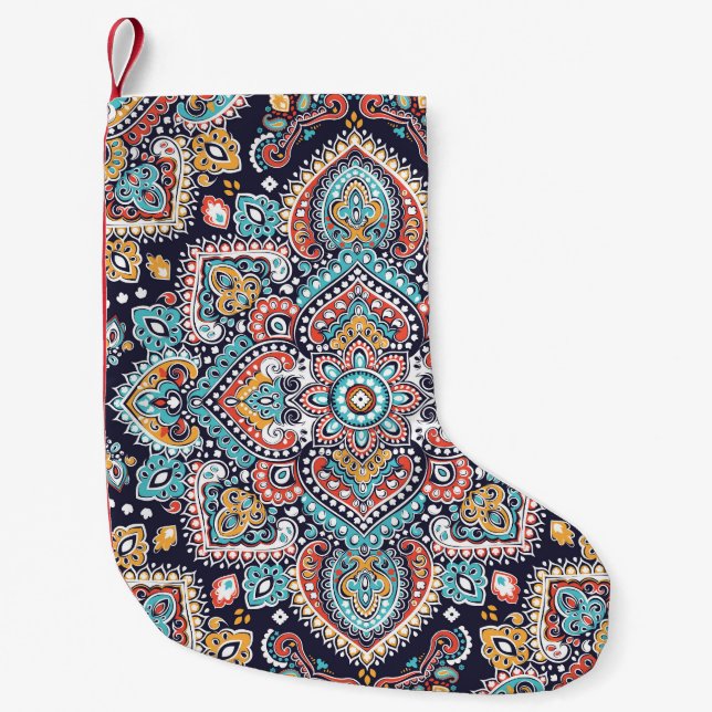 Petite Chaussette De Noël Indian Paisley : Motif ethnique mandala (Devant)