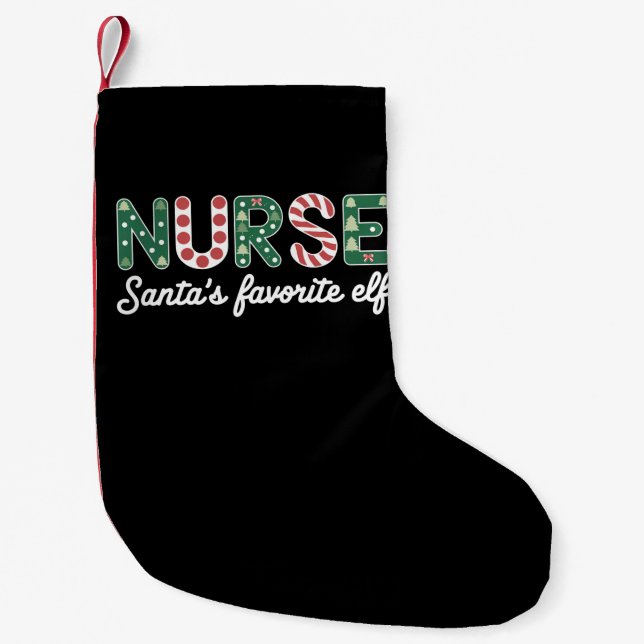 Petite Chaussette De Noël Infirmière Père Noël Favorite Elf Life Infirmière  (Devant)