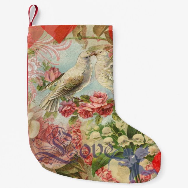 Petite Chaussette De Noël Inséparables Coeur antique Vintage (Devant)