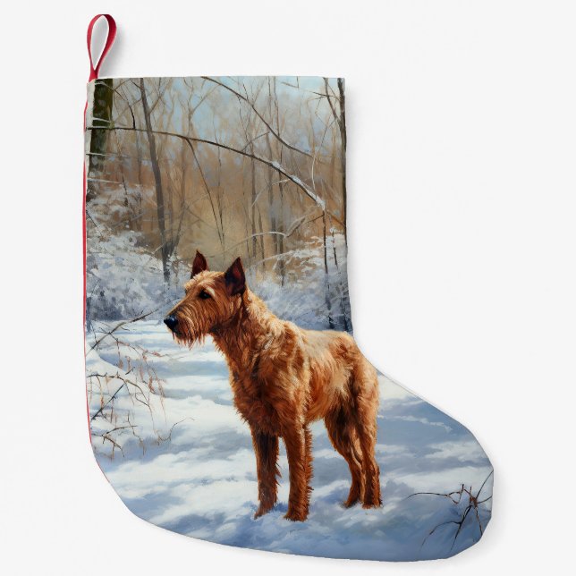 Petite Chaussette De Noël Irish Terrier Laisser neiger Noël (Devant)