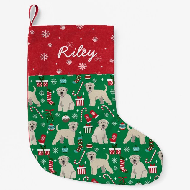 Petite Chaussette De Noël Irlandais Wheaten Terrier Nom de chien personnalis (Devant)