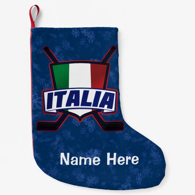 Petite Chaussette De Noël Italie Drapeau de hockey Italia Stationnement de N (Devant)