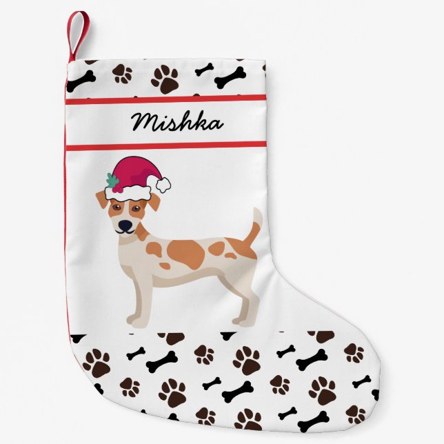 Petite Chaussette De Noël Jack Russell Terrier Noël, Nom du chien personnali (Devant)