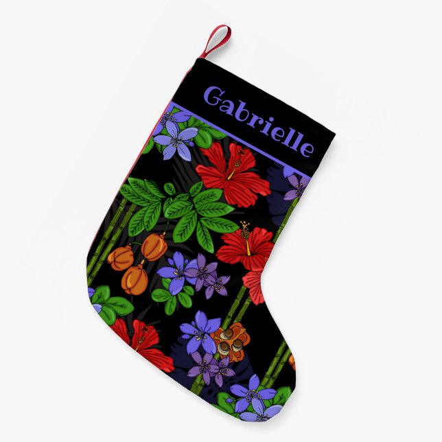 Petite Chaussette De Noël Jamaican Flowers and Fruit Patterned (Devant (Accrochage))