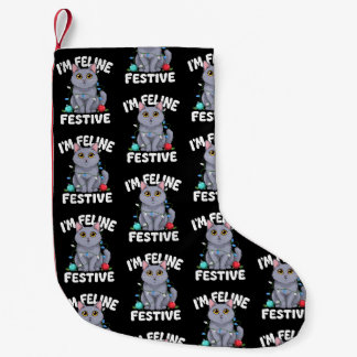 Petite Chaussette De Noël Je suis lumineux amateur de chat gris festif de No