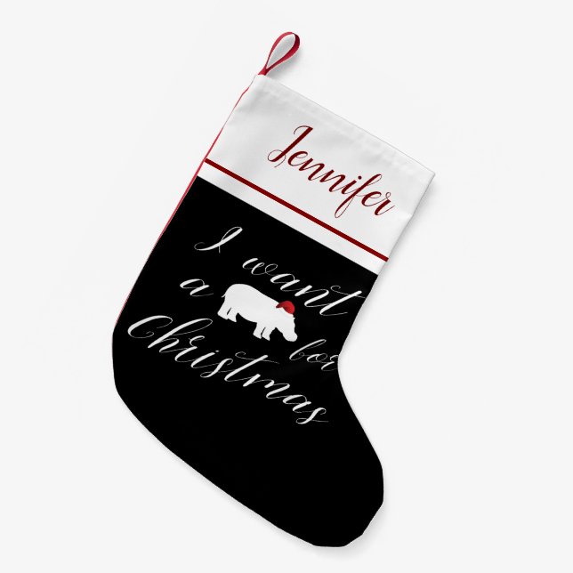 Petite Chaussette De Noël Je veux un hippopotame pour Noël Lovely (Devant (Accrochage))