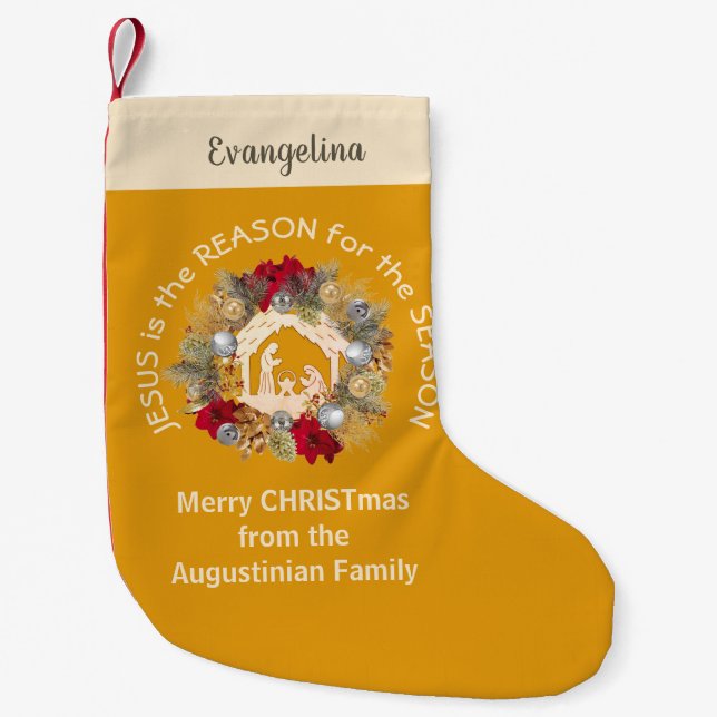 Petite Chaussette De Noël JÉSUS Jaune Moderne EST LA RAISON (Devant)