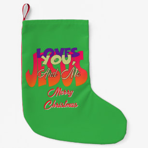 Petite Chaussette De Noël Jésus Vous Aime Et Moi Joyeux Noël