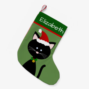 Petite Chaussette De Noël Jingle Bell Père Noël Black Kitty