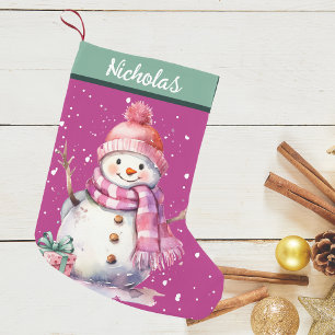 Petite Chaussette De Noël Joli bonhomme de neige avec présent pour vous