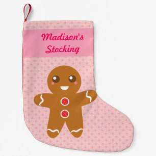 Petite Chaussette De Noël Joli bonhomme en pain d'épices de Noël rose person