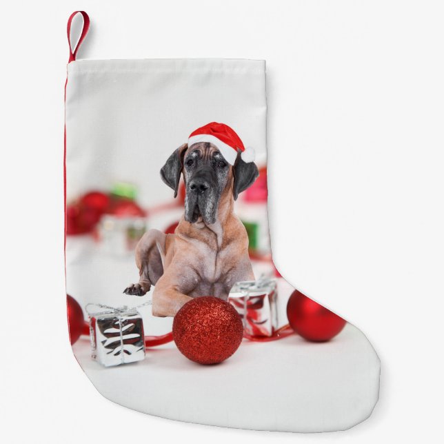 Petite Chaussette De Noël Joli chien Danse Noël Santa Hat (Devant)