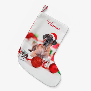 Petite Chaussette De Noël Joli chien Danse Noël Santa Hat