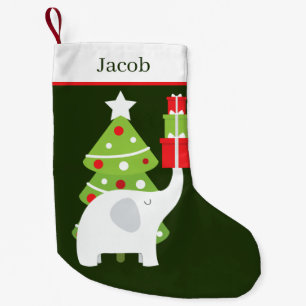 Petite Chaussette De Noël joli éléphant blanc ajouter nom
