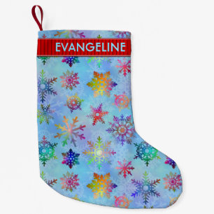 Petite Chaussette De Noël Joli flocon coloré Motif de Noël personnalisé