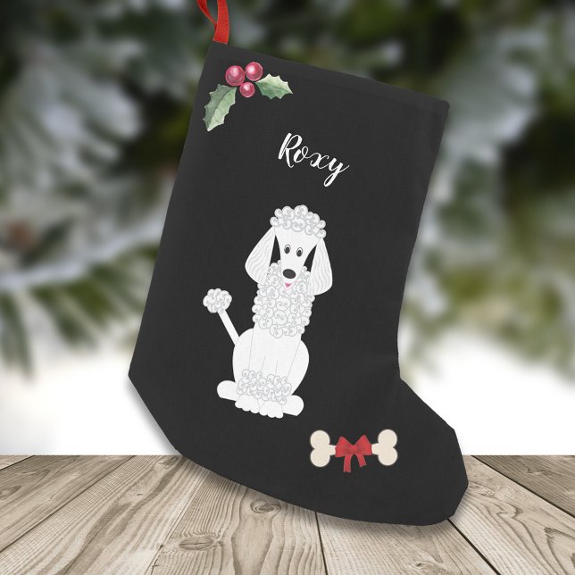 Petite Chaussette De Noël Joli Monogramme de chien de caniche standard (Créateur téléchargé)