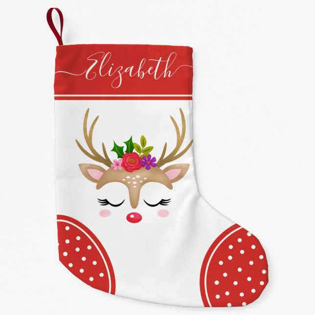 Petite Chaussette De Noël Joli Monogramme de rennes de Noël (Devant)