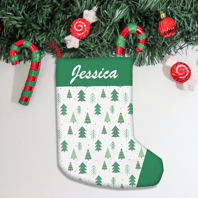 Petite Chaussette De Noël Joli Motif des arbres de Noël (Add festive charm to your home with our stylish Christmas stockings, perfect for gifts & cozy decor!)