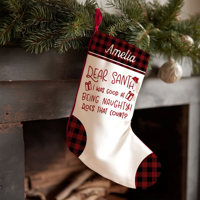 Petite Chaussette De Noël Joli motif rustique lettre drôle au Père Noël (Créateur téléchargé)