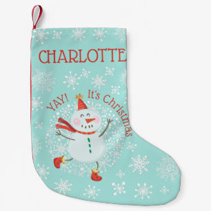 Petite Chaussette De Noël Joli Noël Snowman Snowflakes Personnalisé