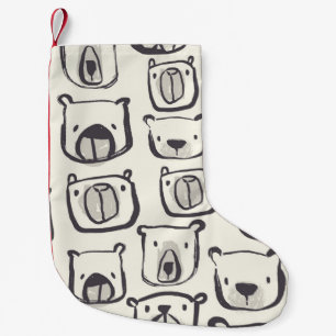 Petite Chaussette De Noël Joli ours visage dessiné à la main gribouillis ill
