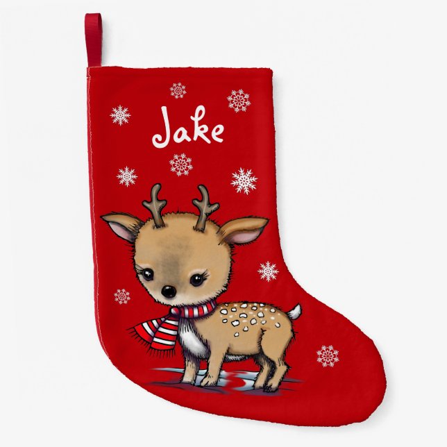 Petite Chaussette De Noël Joli Petit Cerf Illustration Artistique (Devant)
