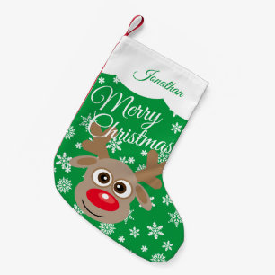 Petite Chaussette De Noël Joli renne de Noël vert blanc Nom du script