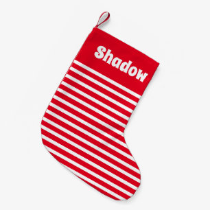 Petite Chaussette De Noël Joli Simple Stripes Rouge et blanc Nom personnalis