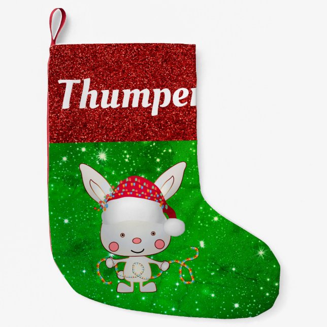 Petite Chaussette De Noël Jolie Cartoon Lapin Lapin Nom de l'animal Festif (Devant)