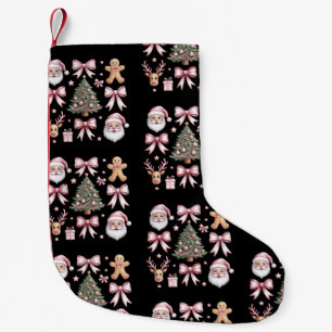 Petite Chaussette De Noël Jolie Coquette Bow Pink Christmas Tree Père Noël G