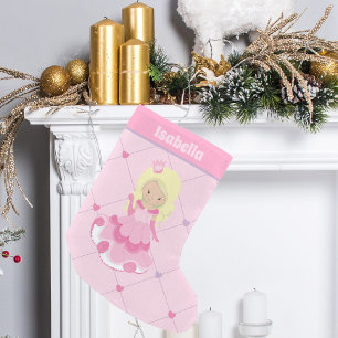 Petite Chaussette De Noël Jolie princesse rose Blonde Fille fête d'annivers