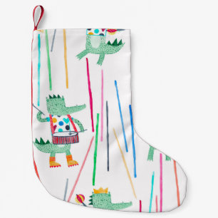 Petite Chaussette De Noël Jolies alligators avec instruments de musique. Wat
