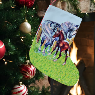 Petite Chaussette De Noël Jolis Chevaux Vintage Maman Bébé