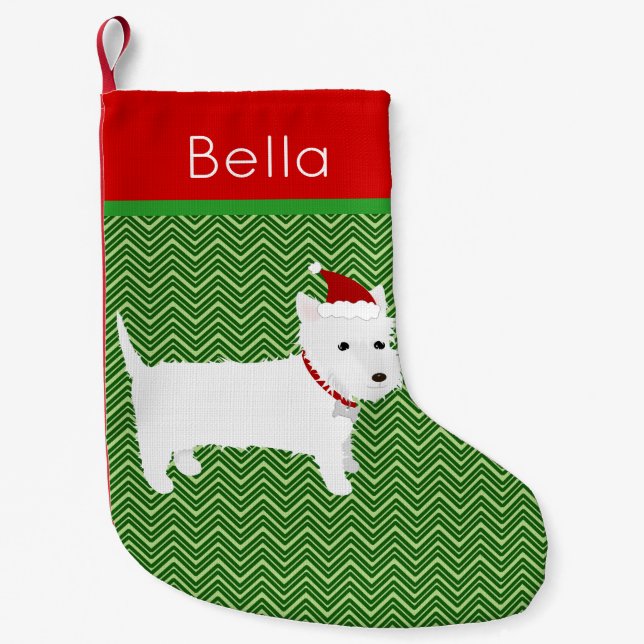 Petite Chaussette De Noël Jolly Père Noël West Highland Terrier (Devant)