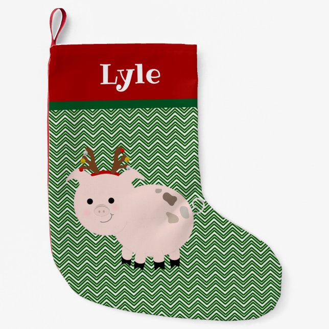 Petite Chaussette De Noël Jolly Pet Pig Stockage personnalisé (Devant)