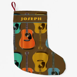 Petite Chaussette De Noël Joueur de Guitare Double Face Nom Garçons Adolesce