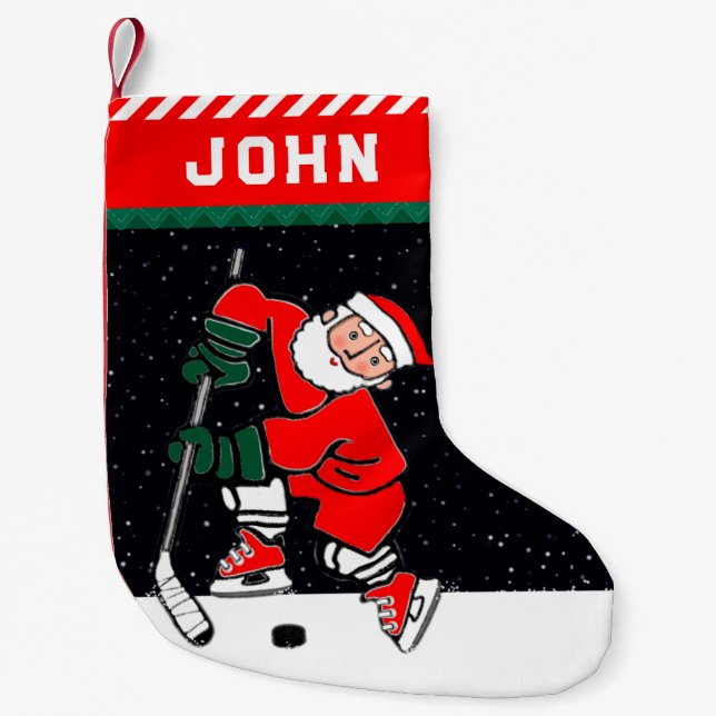 Petite Chaussette De Noël Joueur de hockey (Devant)