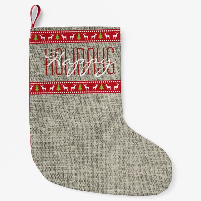 Petite Chaussette De Noël Joyeuses fêtes Noël rustique (Devant)