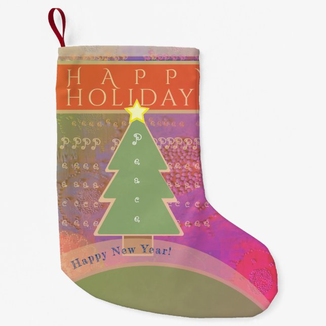 Petite Chaussette De Noël " Joyeuses fêtes" Paix et Bonne année (Devant)