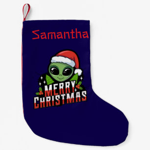 Petite Chaussette De Noël Joyeux Alien de Noël personnalisé