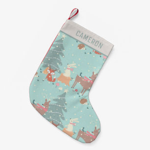 Petite Chaussette De Noël Joyeux bois Noël Russe Farmhouse Blue
