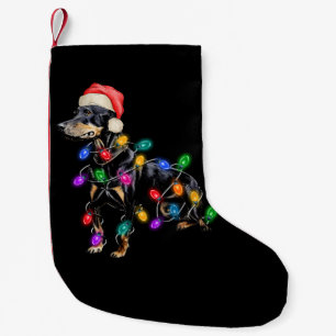 Petite Chaussette De Noël Joyeux chien de Noël en pleine lumière