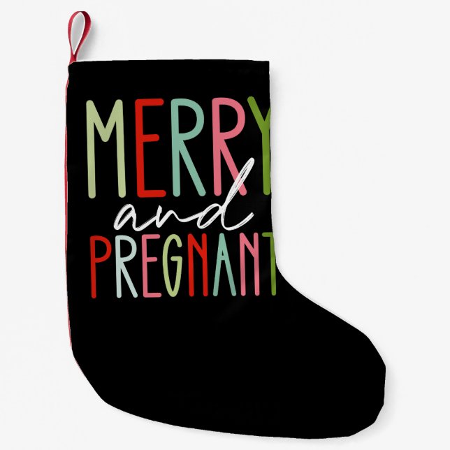 Petite Chaussette De Noël Joyeux et grossesse mère Noël (Devant)