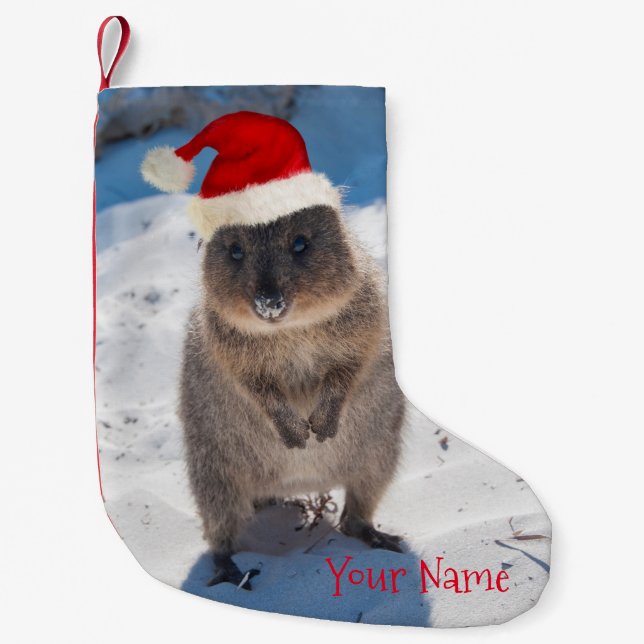 Petite Chaussette De Noël Joyeux et mignon Quokka sur la plage Noël (Devant)
