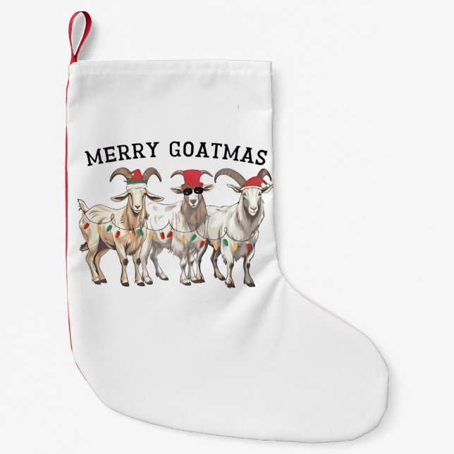 Petite Chaussette De Noël Joyeux Goatmas Animal Chèvre Amour Joyeux Noël (Devant)